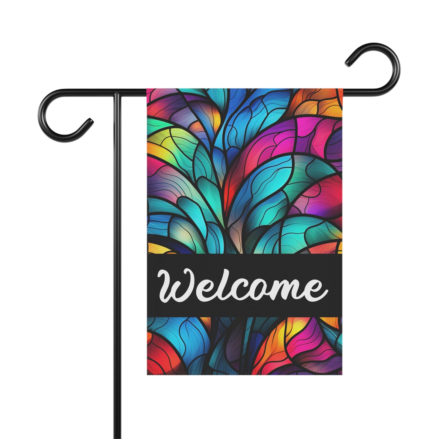 Welcome(2) Stained Glass Look 2-Sided Garden & House Banner