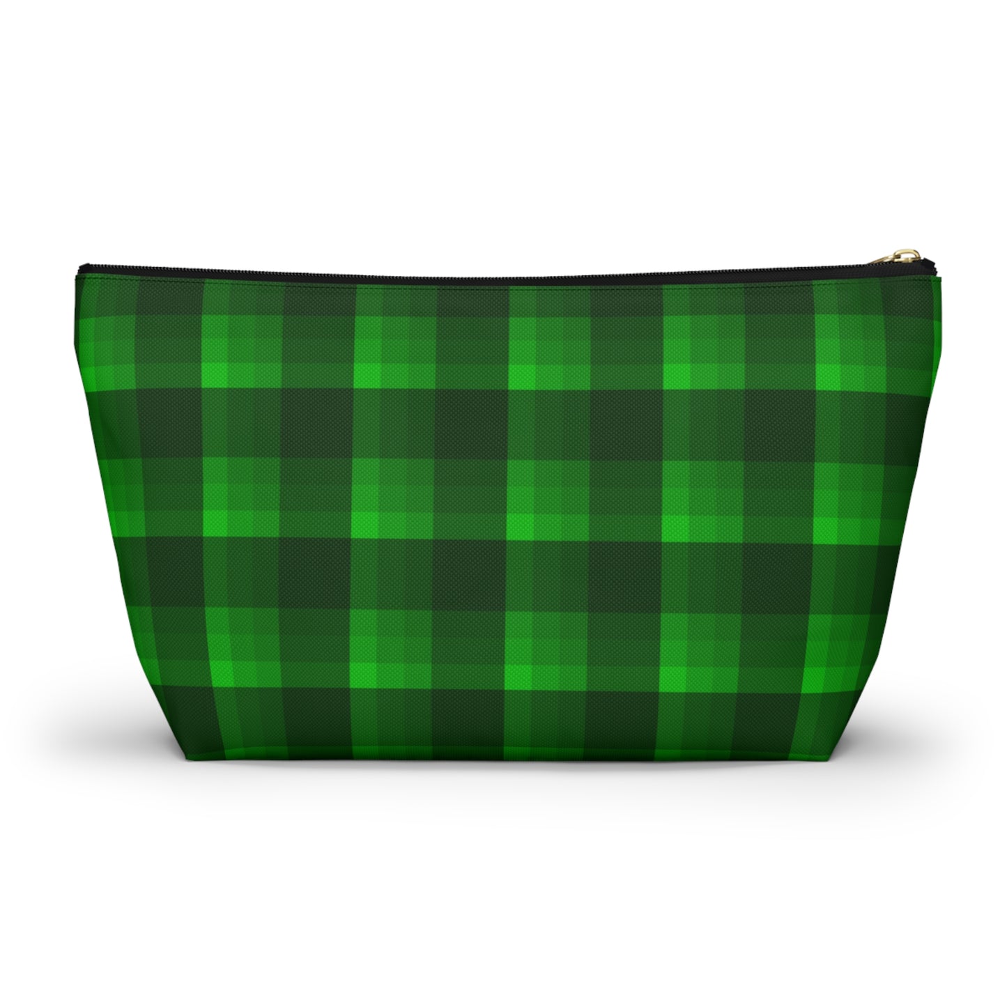 Sledding Penguins Green Plaid Accessory Pouch w T-bottom