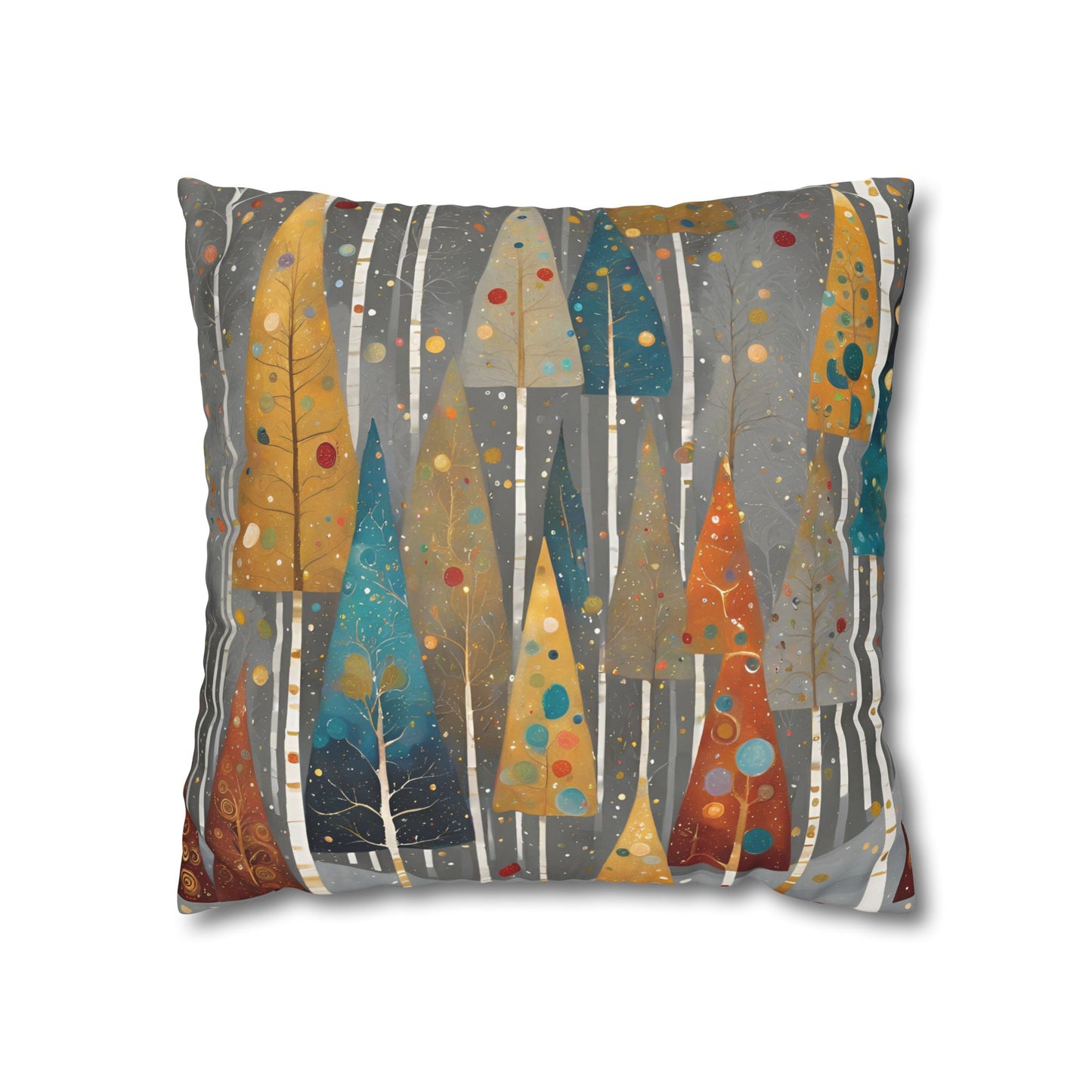 Vintage Tree Holiday Square Poly Canvas Pillowcase