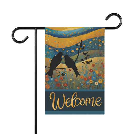 Birdsong Silhouette Welcome 2-Sided Garden & House Flag/Banner