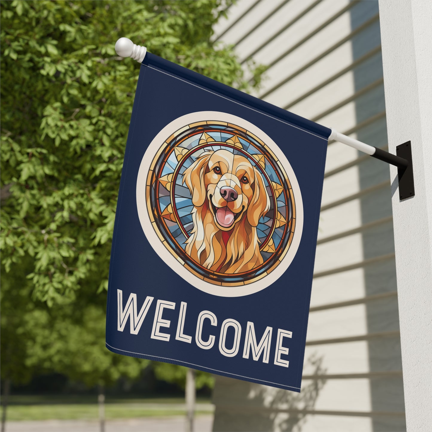 Golden Retriever Welcome 2-Sided Garden & House Flag/Banner