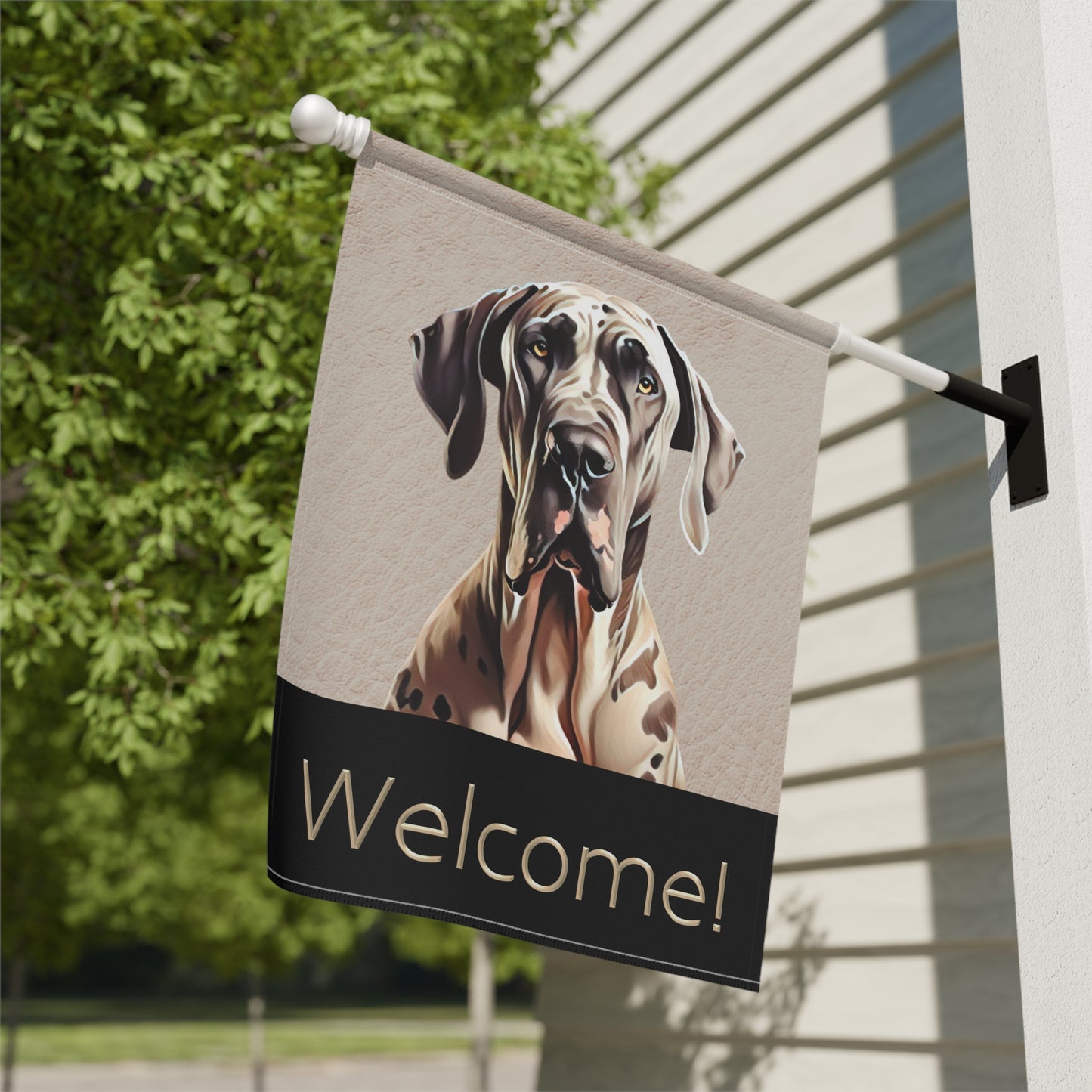 Great Dane Welcome 2-Sided Garden & House Flag/Banner