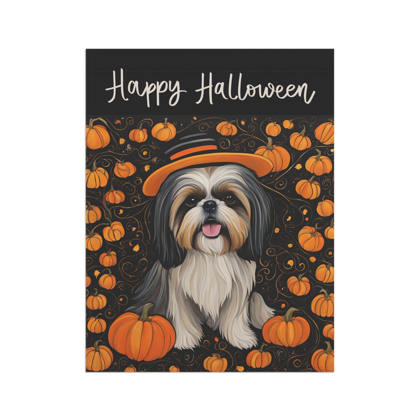 Shih Tzu Happy Halloween 2-Sided Garden & House Flag/Banner