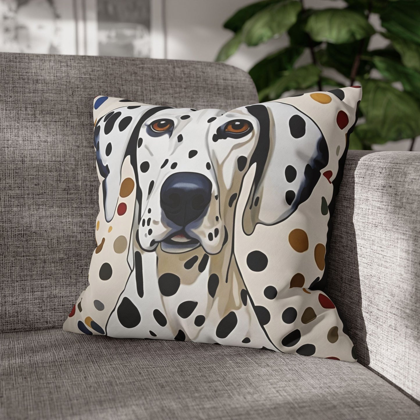 Dots for Dalmatians Square Poly Canvas Pillowcase