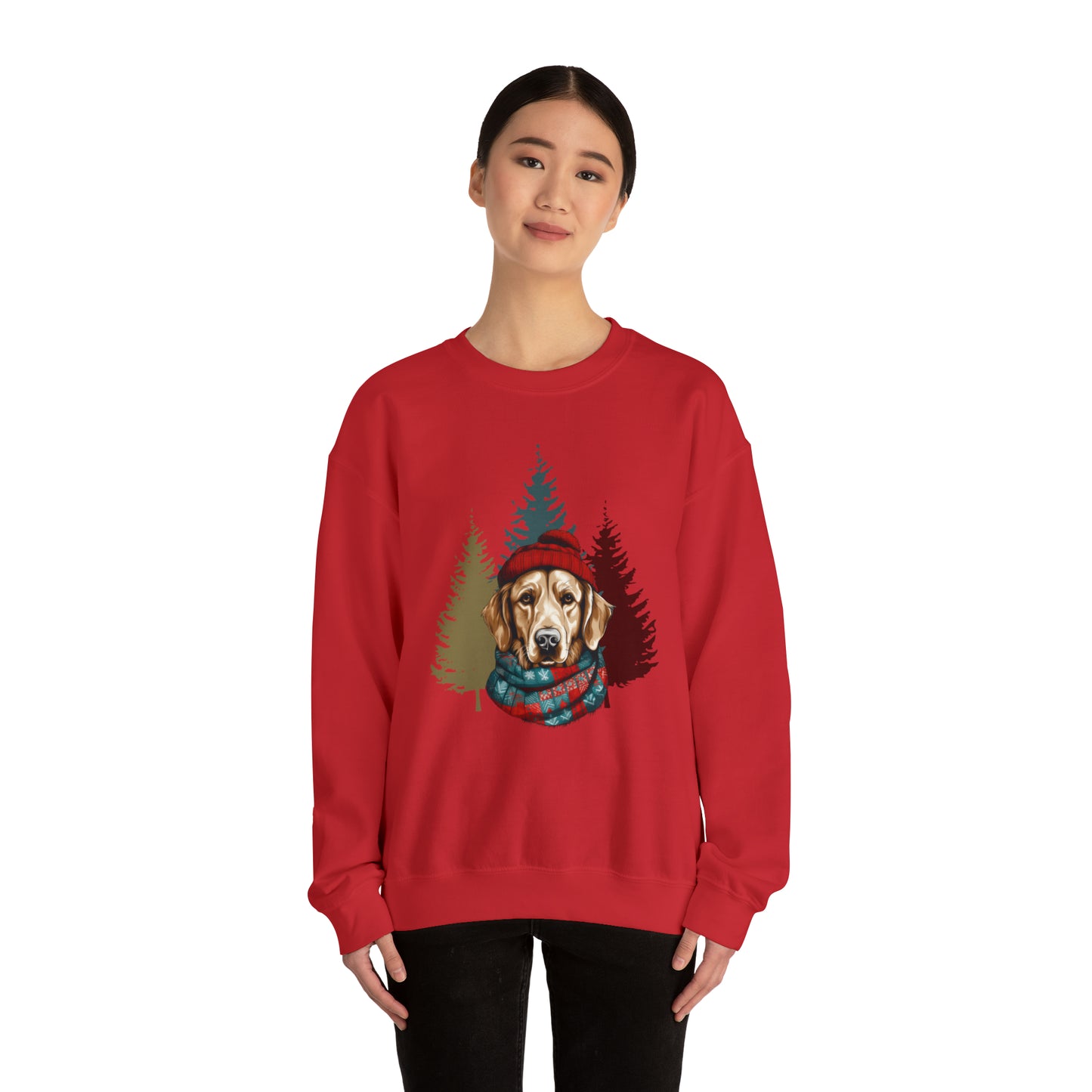 Golden Retriever in Hat & Scarf Unisex Heavy Blend™ Crewneck Sweatshirt