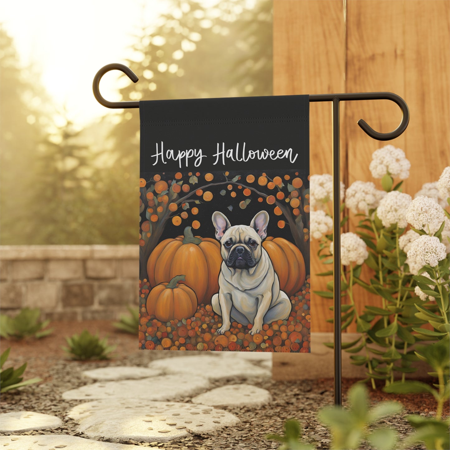 French Bulldog Happy Halloween 2-Sided Garden & House Flag/Banner