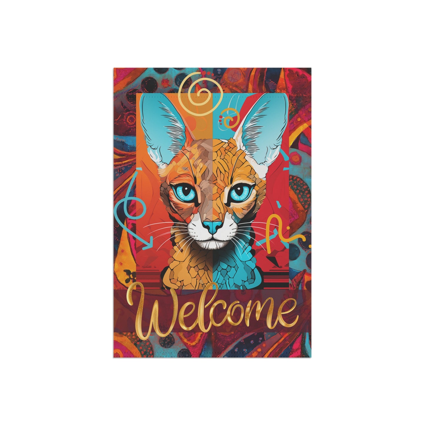 Omni Cat Welcome Maximalist 2-Sided Garden & House Banner