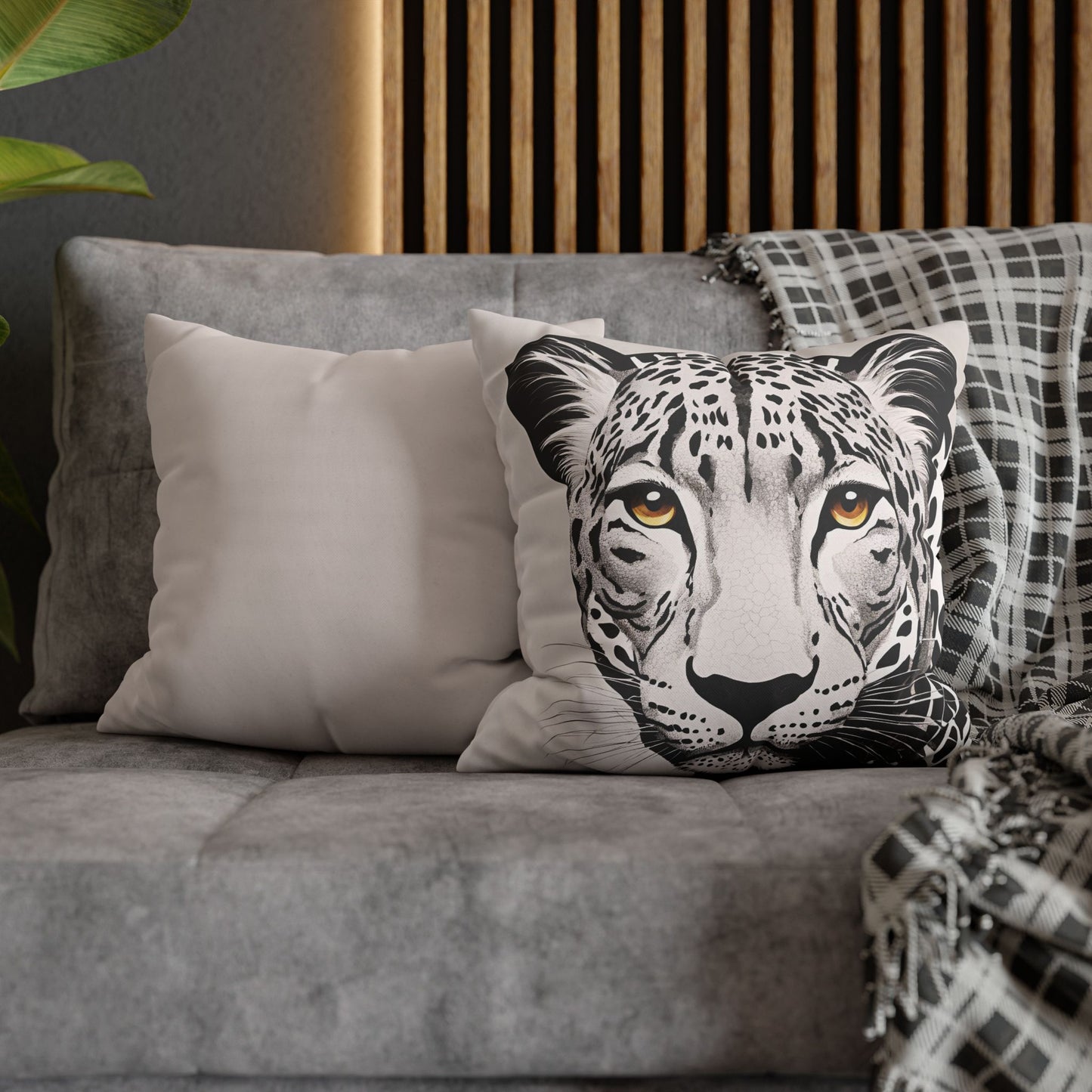 Leopard Square Poly Canvas Pillowcase