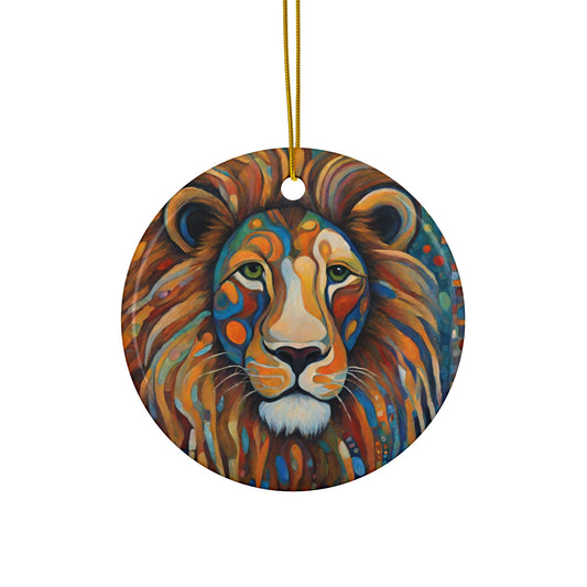 Lion 3" Ceramic Ornaments, 2-Side Print, (1pc, 10pcs)