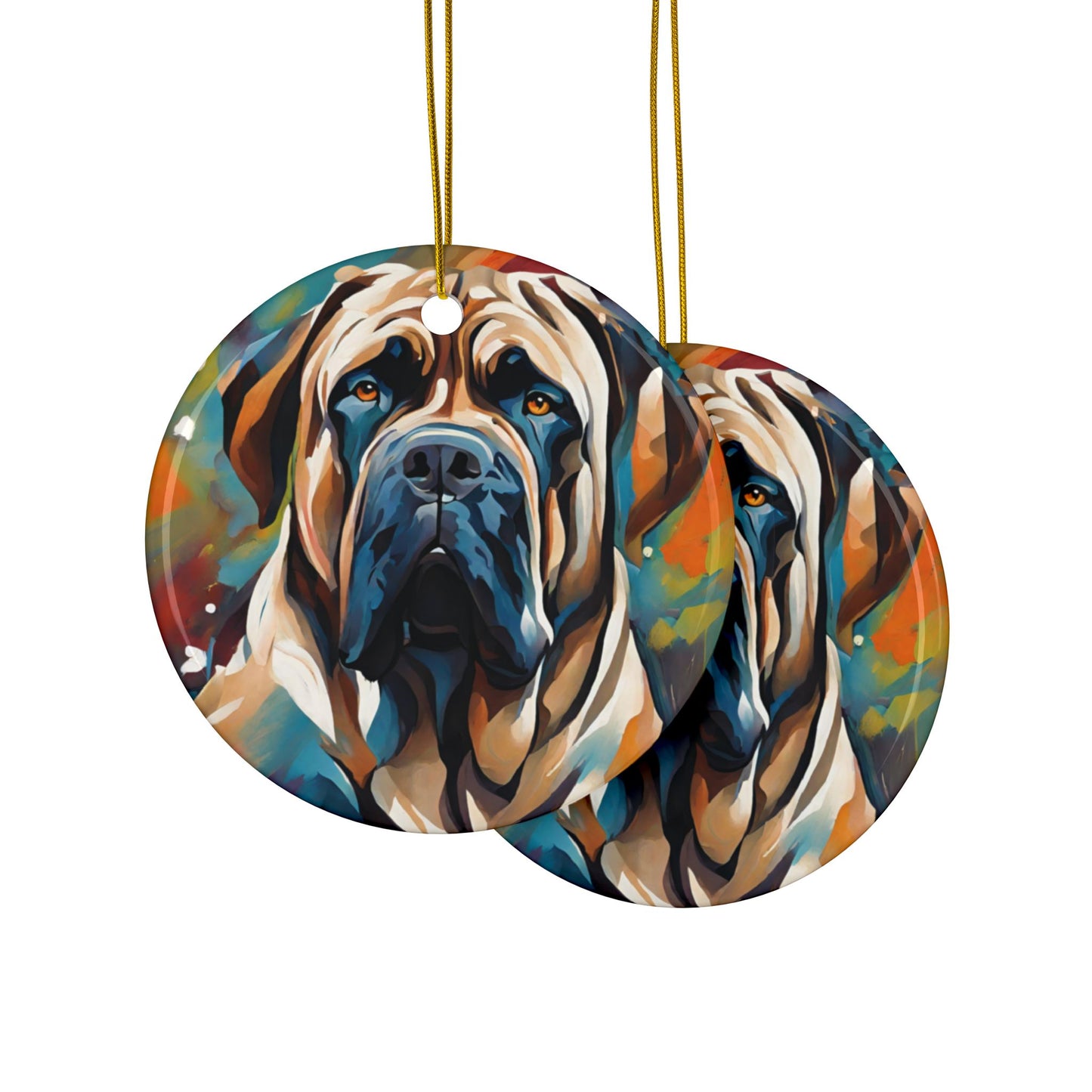 Mastiff 3" Ceramic Ornaments, 2-Side Print, (1pc, 10pcs)