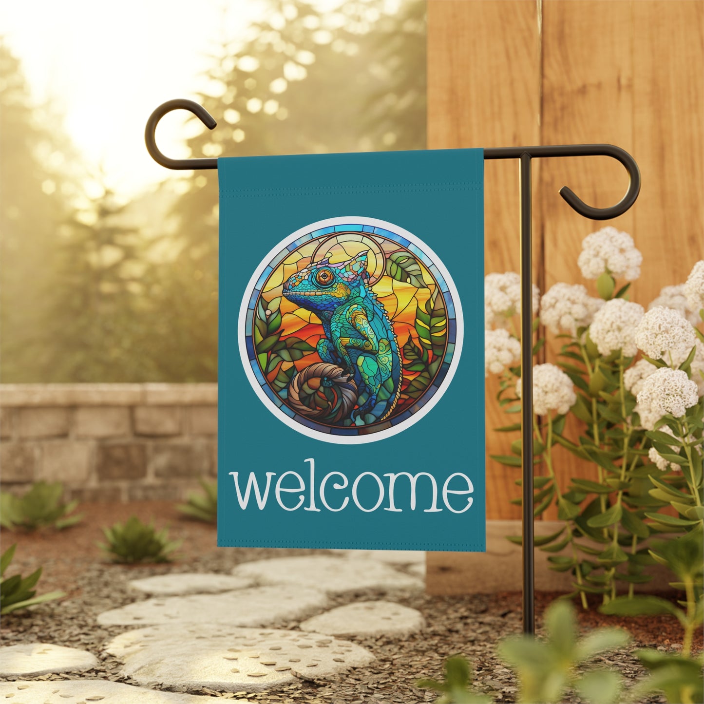 Chameleon Welcome 2-Sided  Garden & House Flag/Banner