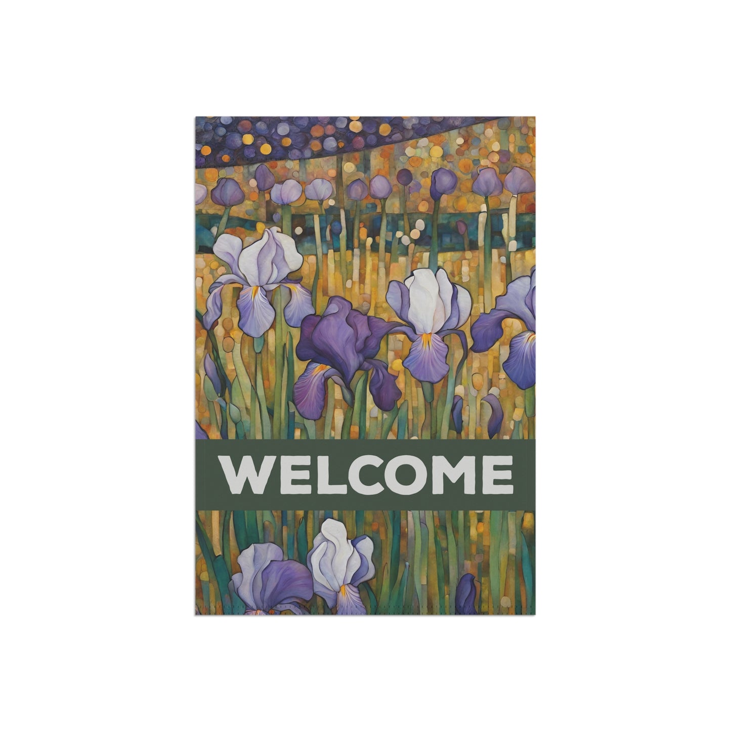 Iris Dreams Welcome 2-Sided Garden & House Flag/Banner