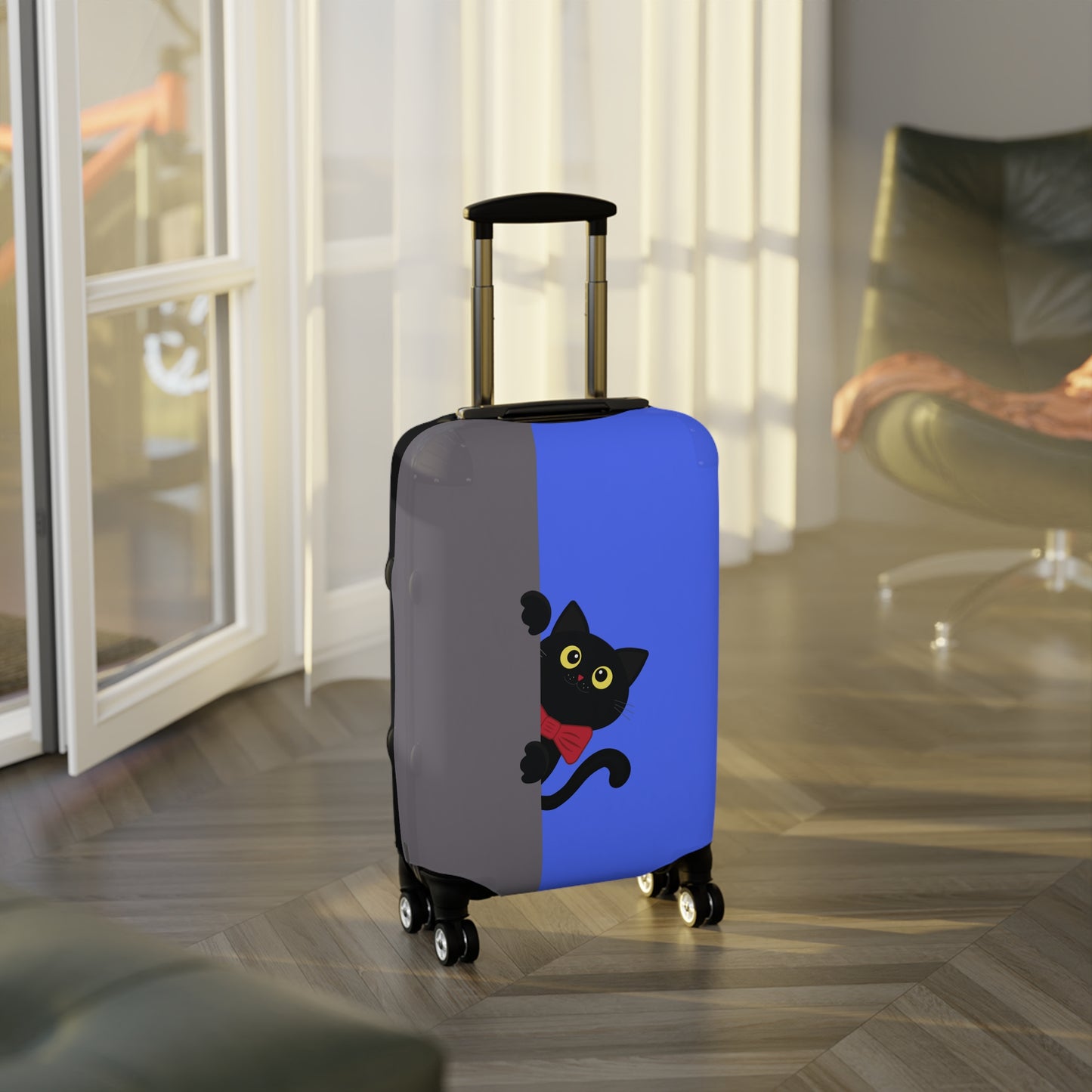 Black Cat in Red Bow Tie Luggage Cover