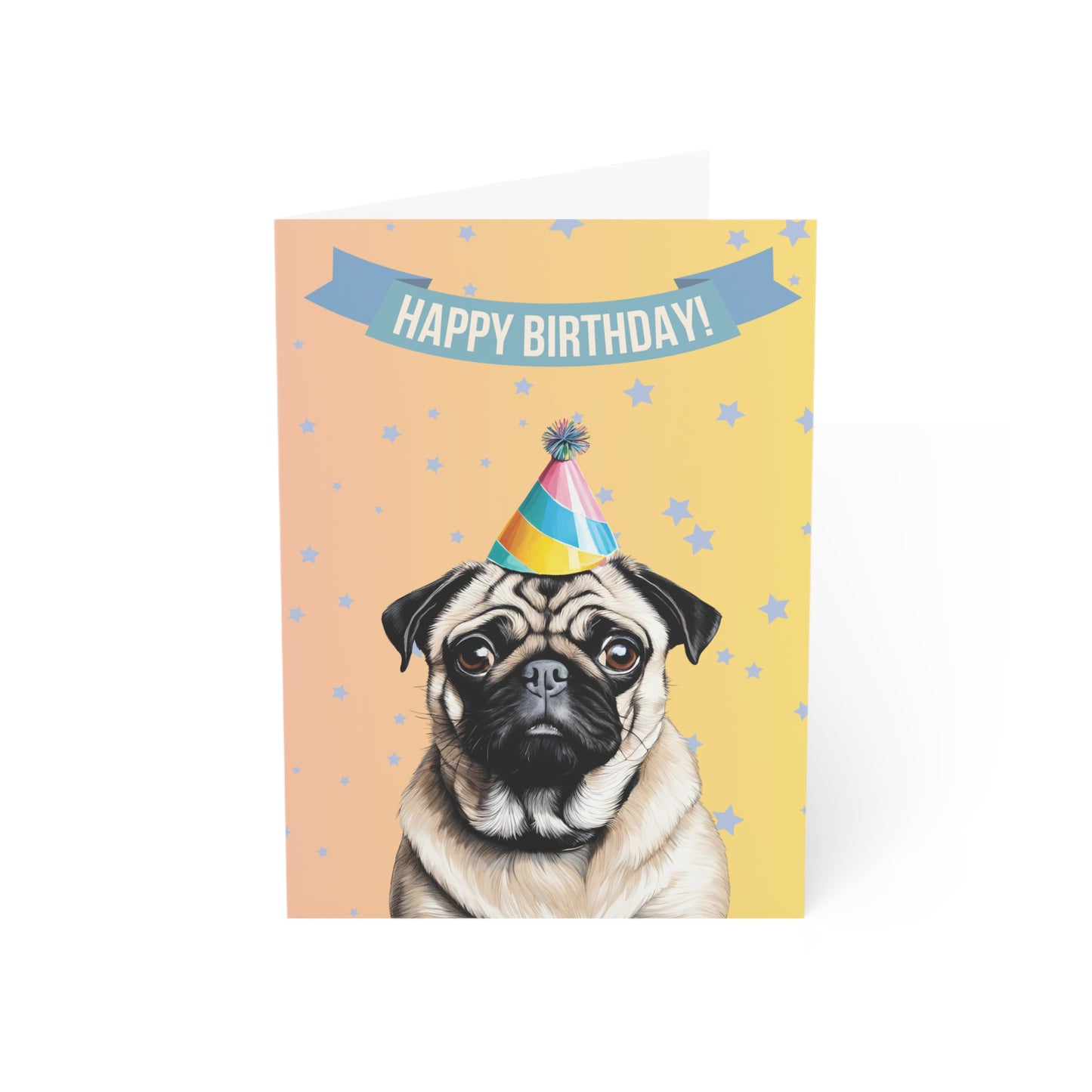 Pug Happy Birthday 5 x 7 Greeting Cards (10 Pack)