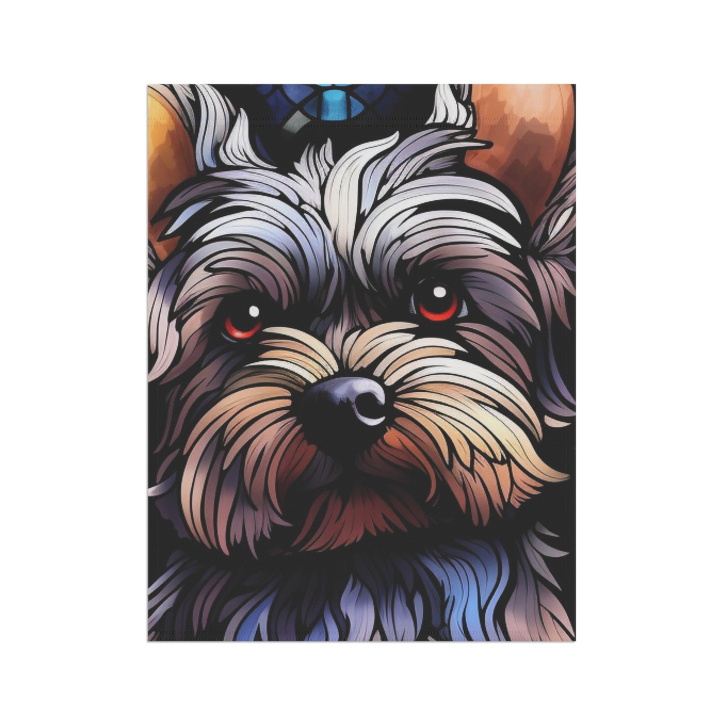 Yorkshire Terrier Face Stained Glass Yorkie 2-Sided Garden & House Flag/Banner