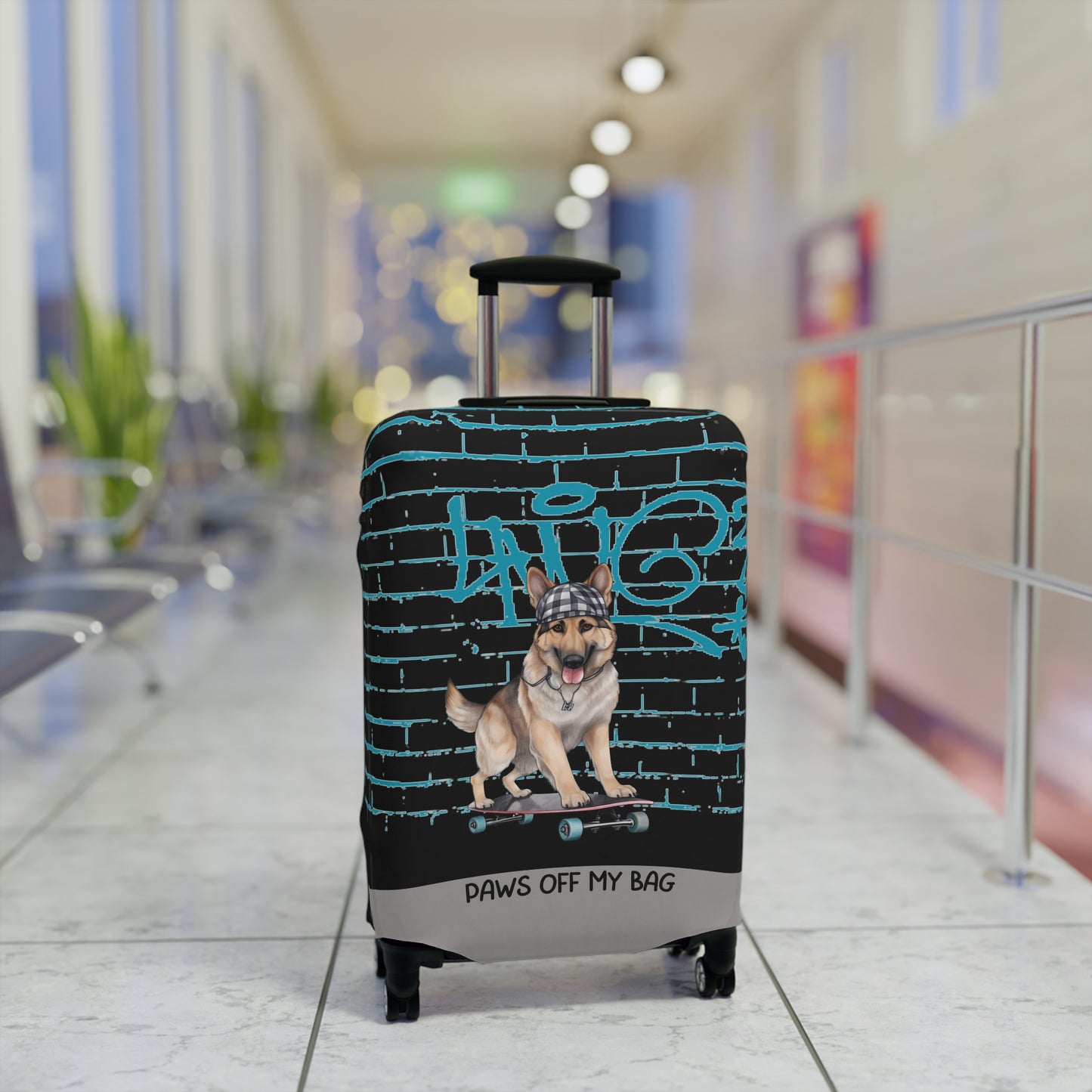 German Shepherd on Skateboard Paws Off My Bag Luggage Cover