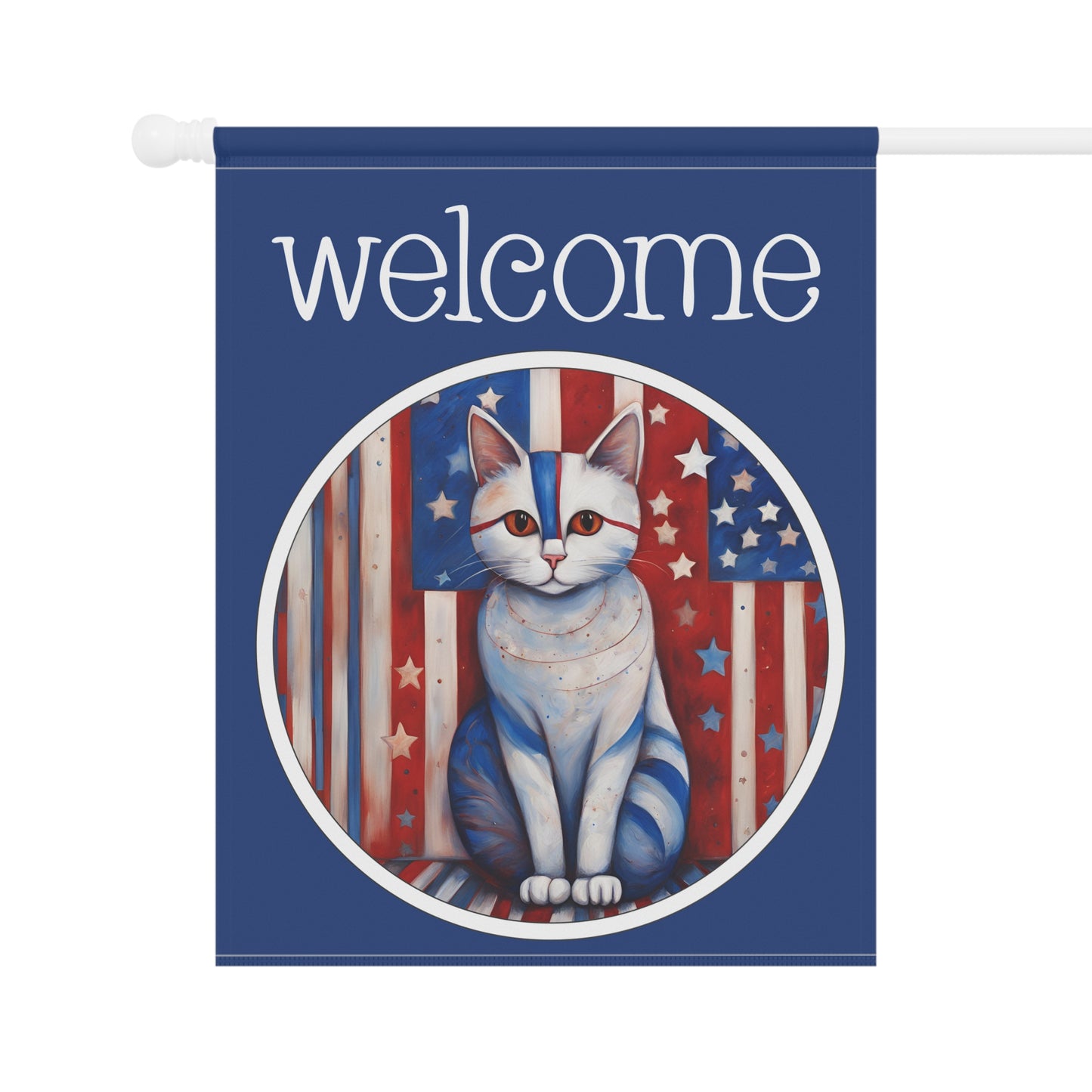 Patriotic Cat Welcome 2-Sided Garden & House Flag/Banner