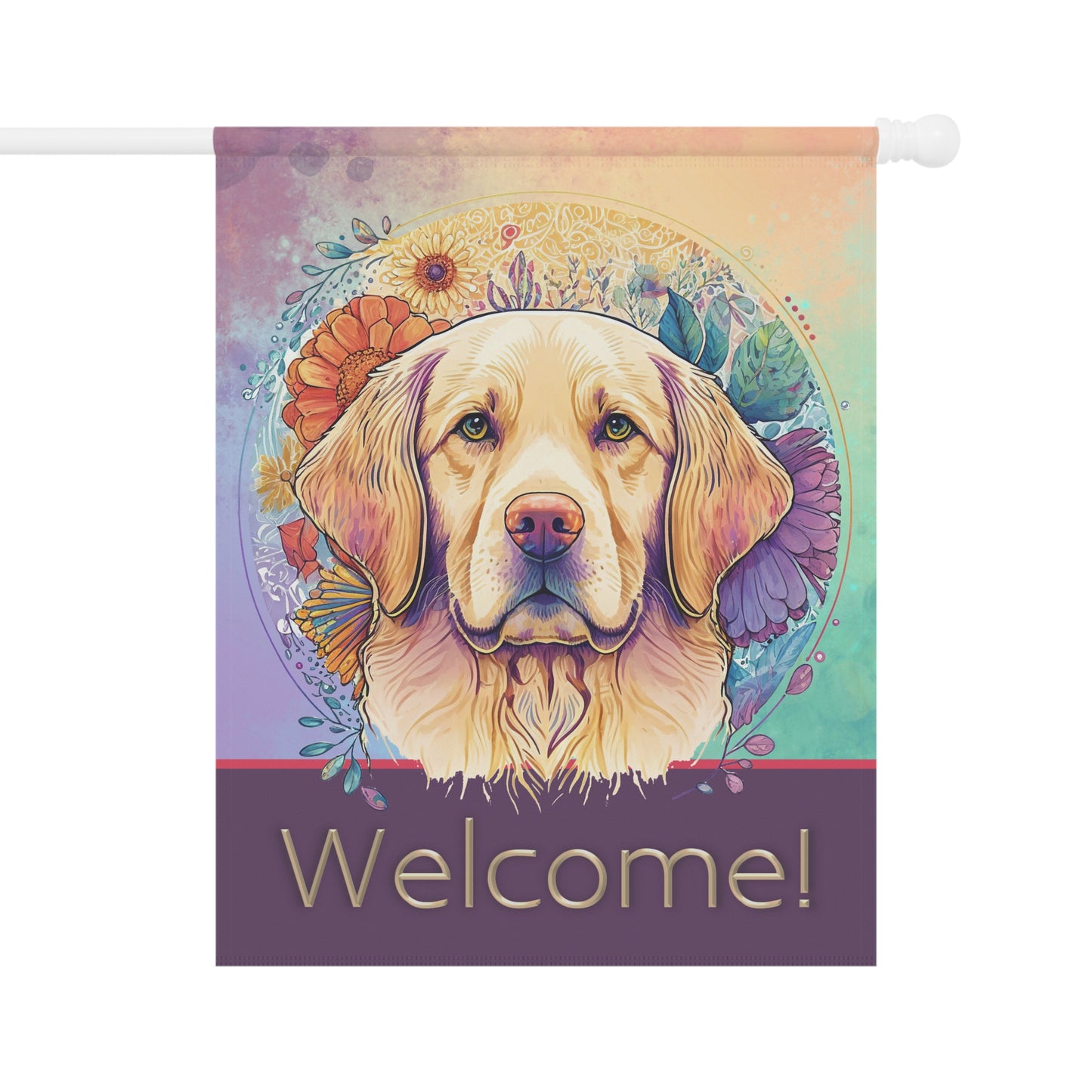 Yellow Labrador Welcome Pastel 2-Sided Garden & House Flag/Banner