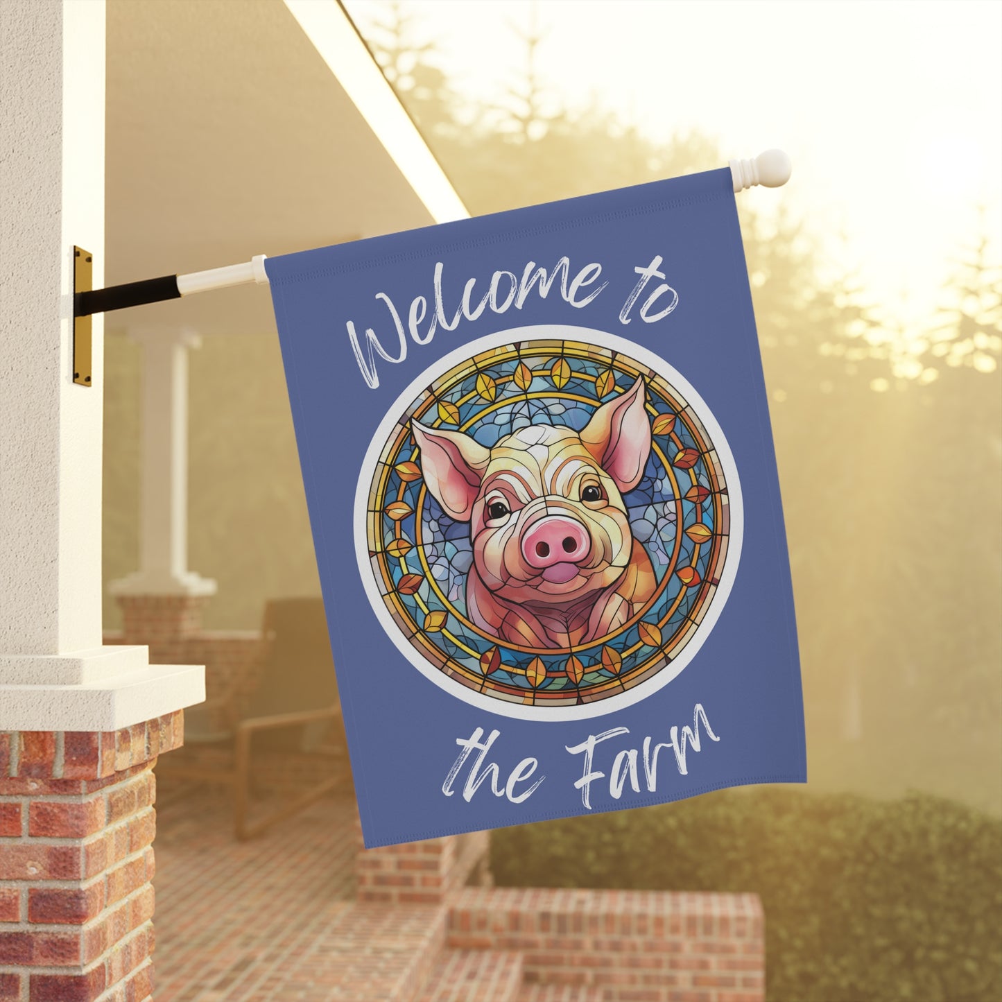 Welcome to the Farm Pig 2-Sided Garden & House Flag/Banner