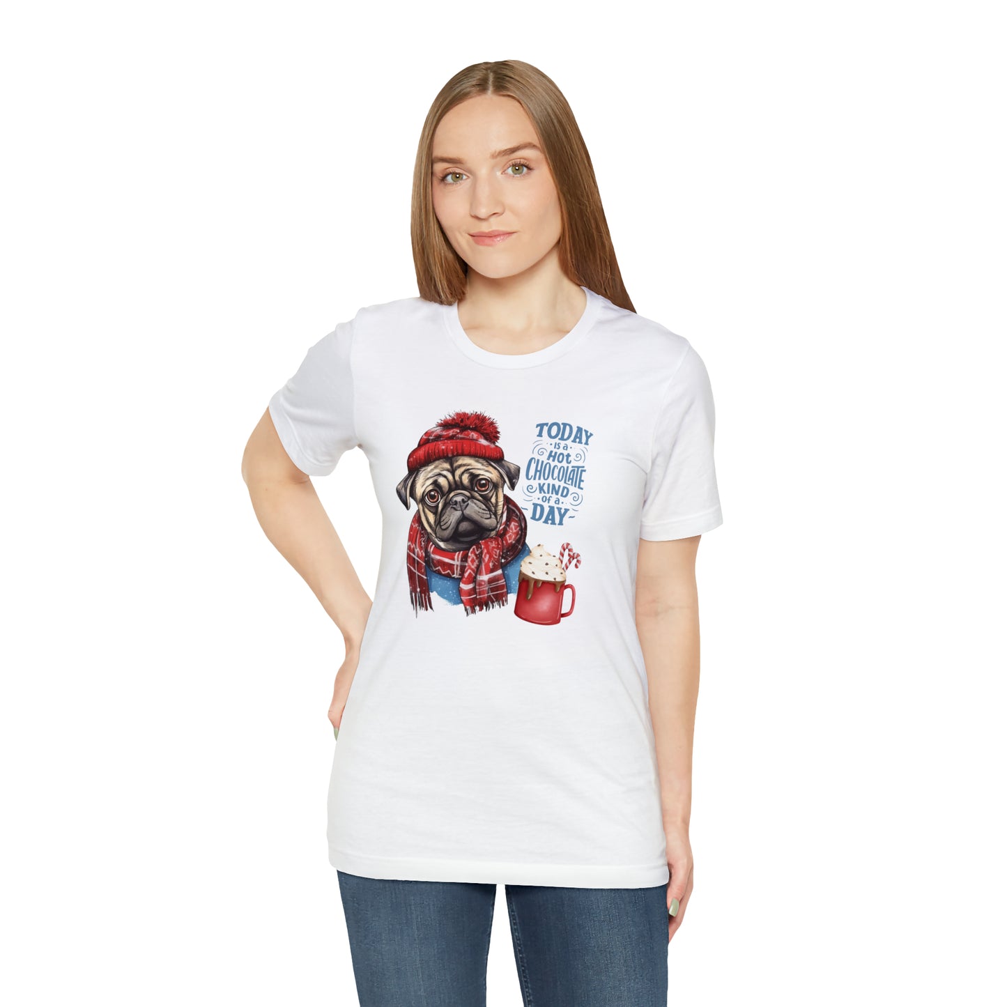 Hot Chocolate Pug Unisex Jersey Short Sleeve Tee