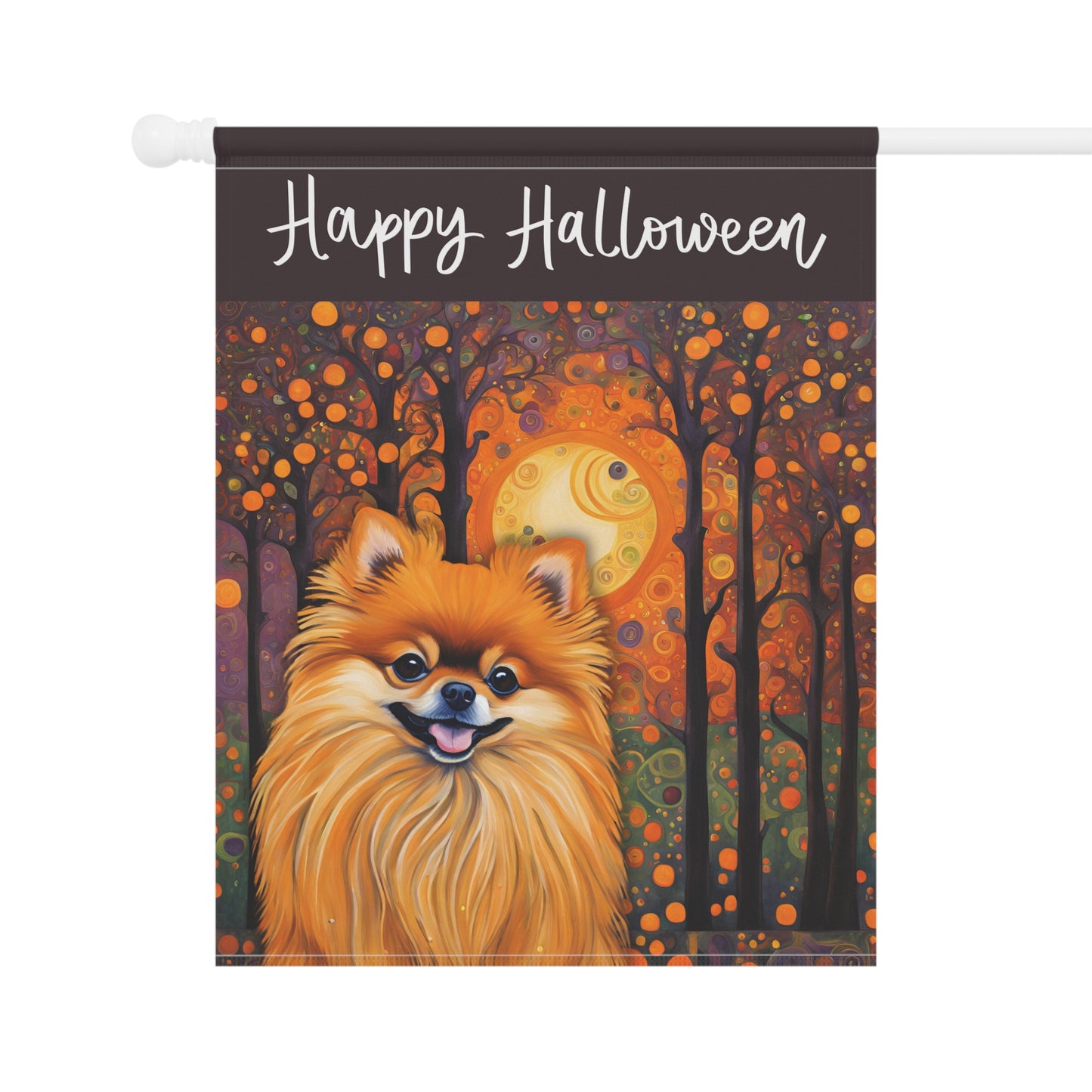 Pomeranian Happy Halloween 2-Sided Garden & House Flag/Banner