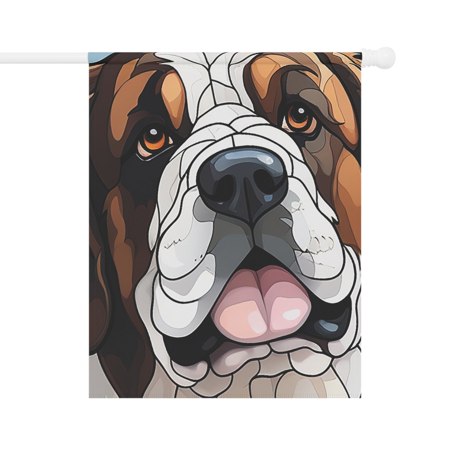 Saint Bernard Face Stained Glass Look 2-Sided Garden & House Flag/Banner