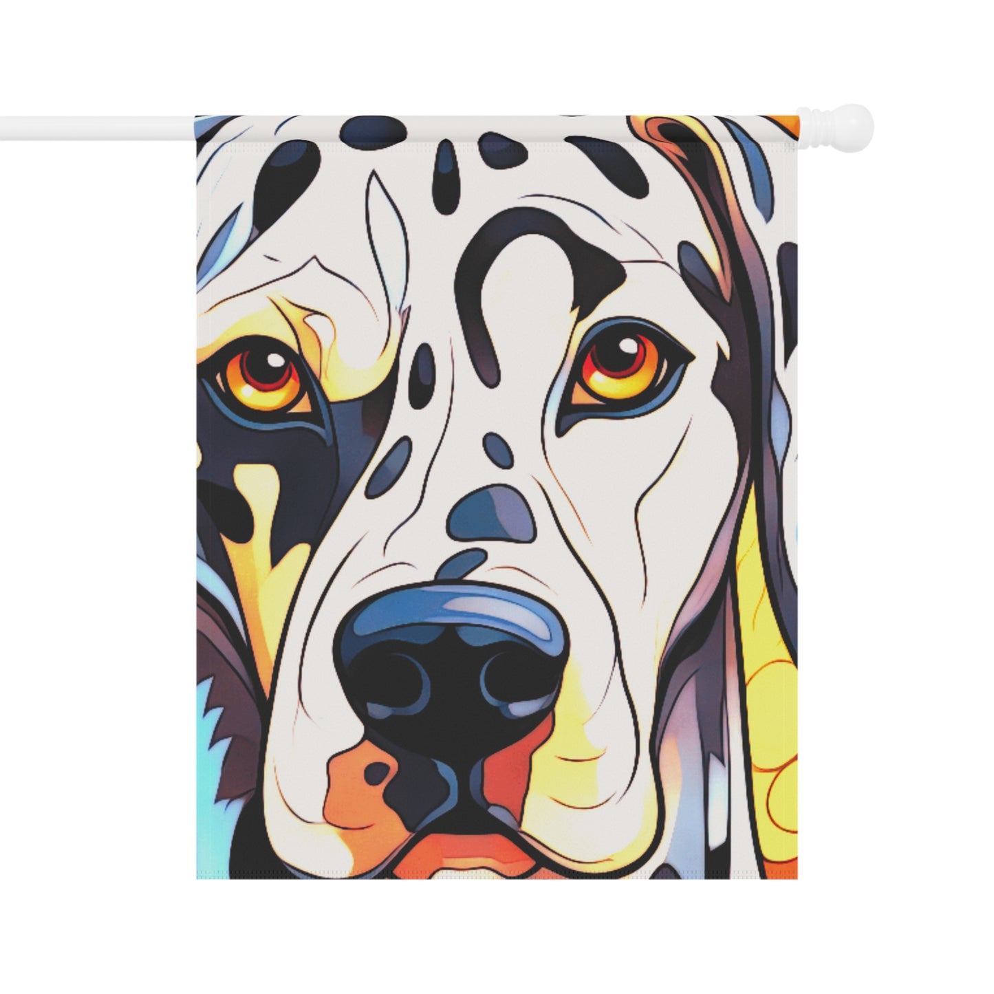 Dalmatian Face Stained Glass Look 2-Sided Garden & House Flag/Banner