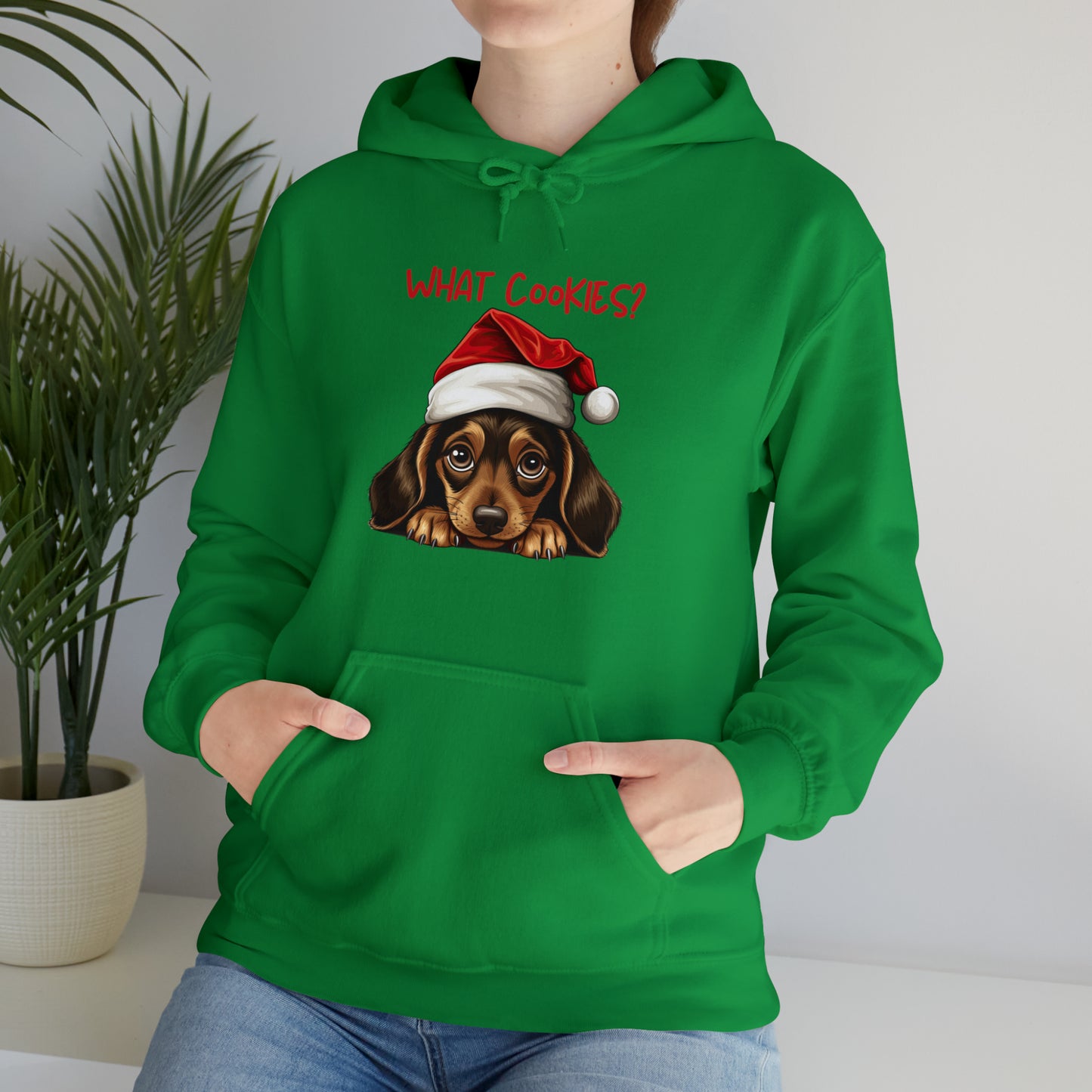 What Cookies? Dachshund in Santa Hat Unisex Heavy Blend™ Hooded Sweatshirt