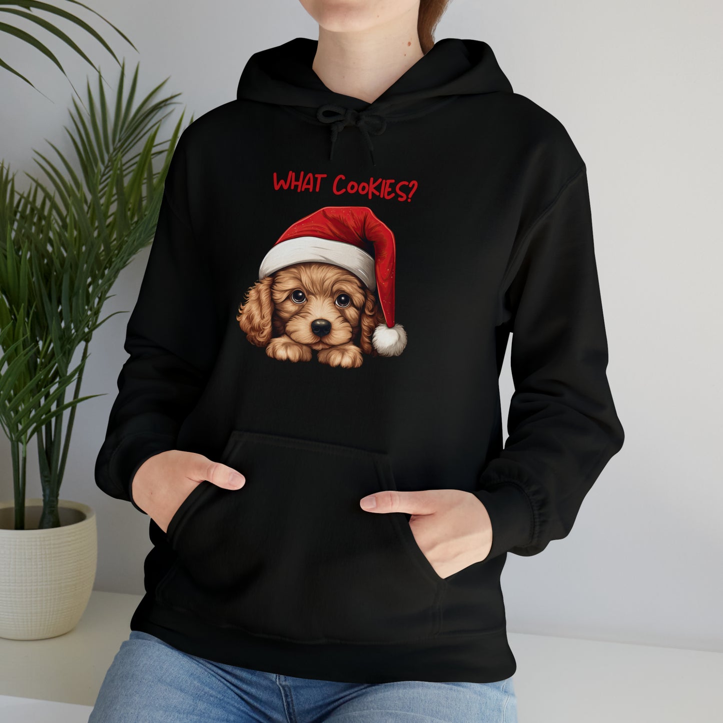 What Cookies? Poodle in Santa Hat Unisex Heavy Blend™ Hooded Sweatshirt