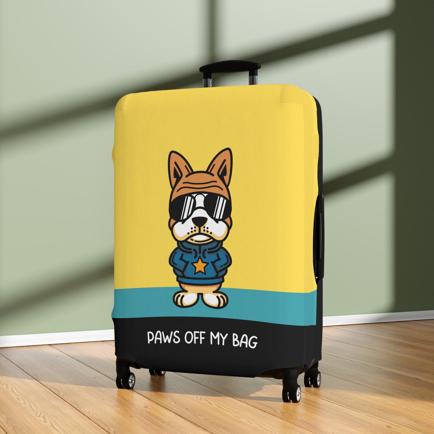 Dog in Glasses on Yellow Paws Off My Bag Luggage Cover