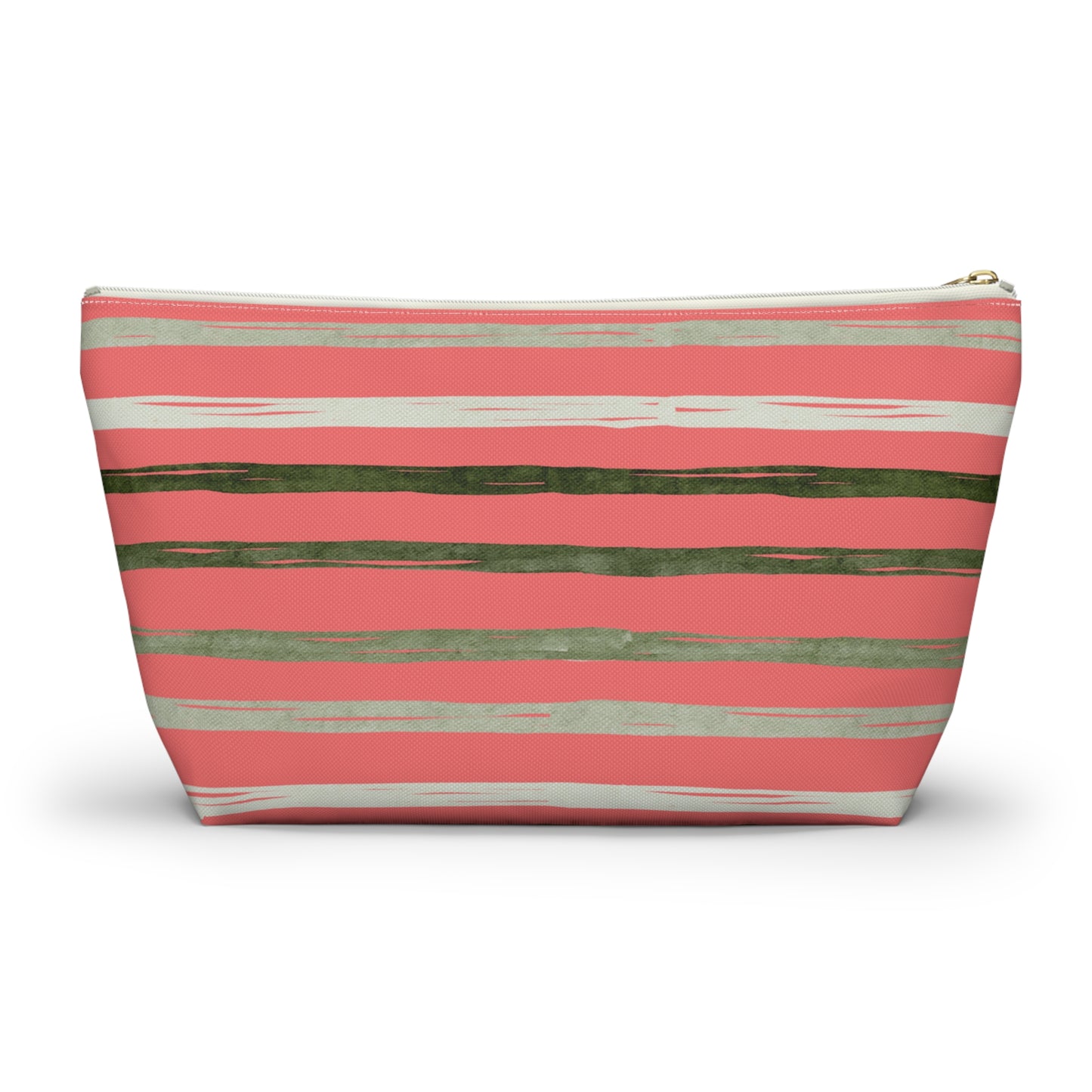 Utah Green stripes on Melon fashion makeup Accessory Pouch w T-bottom