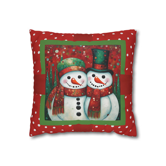 Frosty Friends Square Poly Canvas Pillowcase