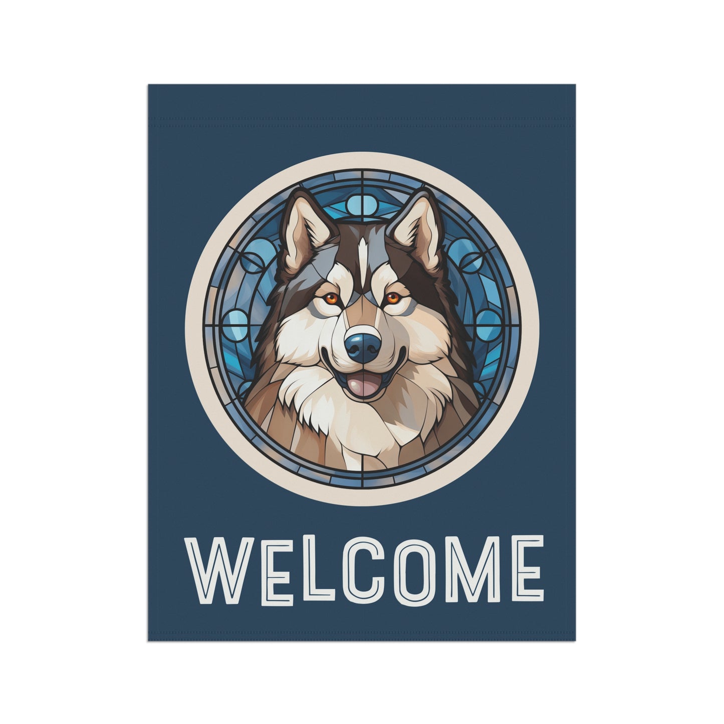 Alaskan Malamute Welcome 2-Sided Garden & House Flag/Banner