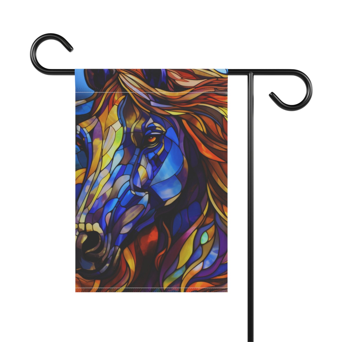 Stallion Stained Glass 2-Sided Garden & House Flag/Banner