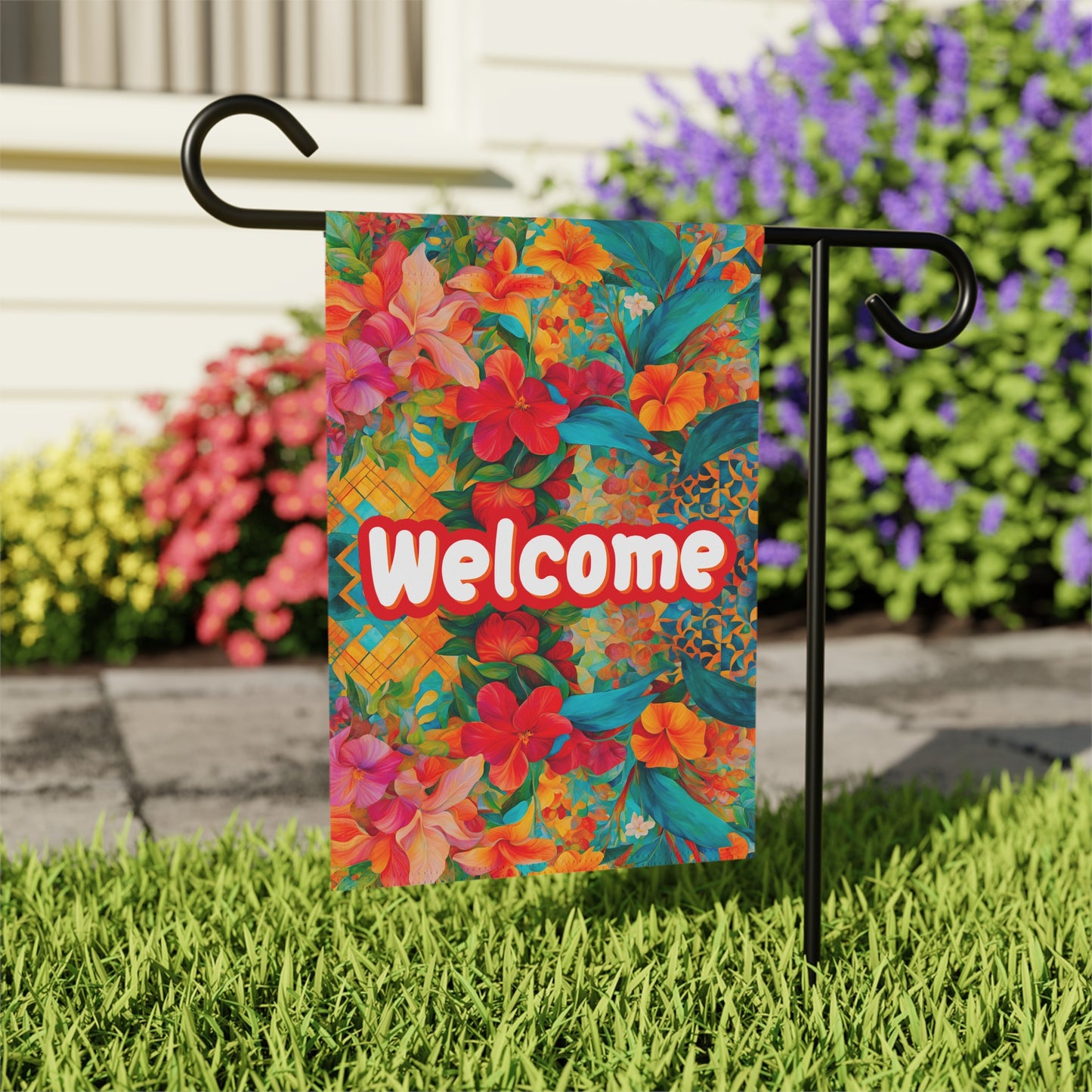 Aria Floral Welcome 2-Sided Garden & House Flag/Banner