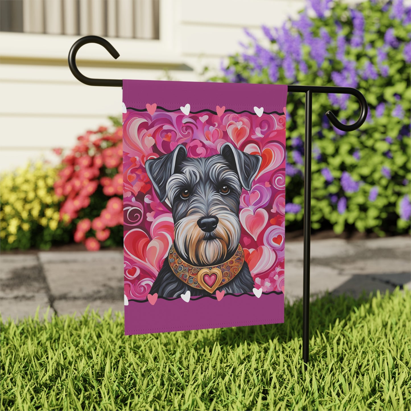 Miniature Schnauzer Valentine 2-Sided Garden & House Flag/Banner