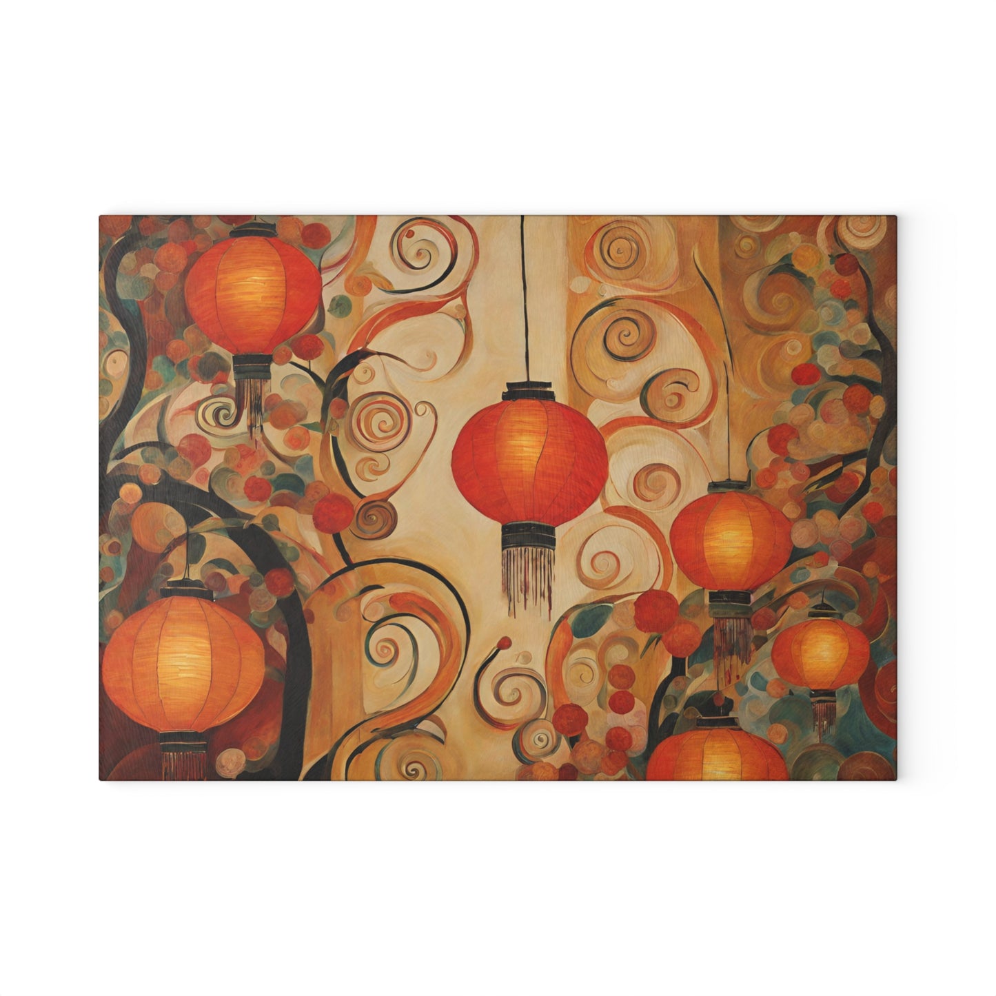 Lanterns & Swirls Tempered Glass Cutting Board