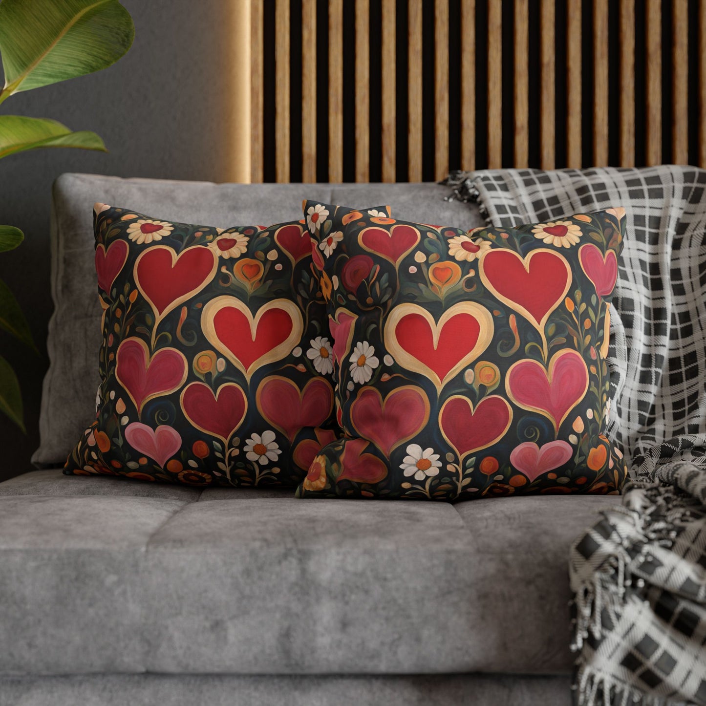 Heart Garden Square Poly Canvas Pillowcase