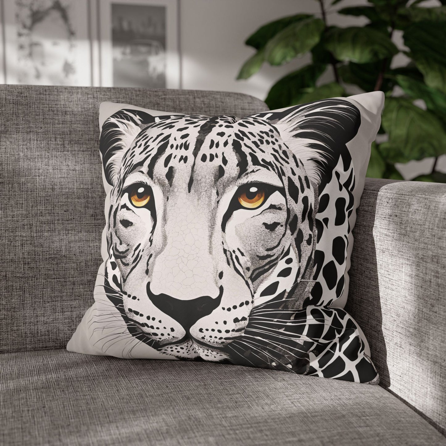 Leopard Square Poly Canvas Pillowcase