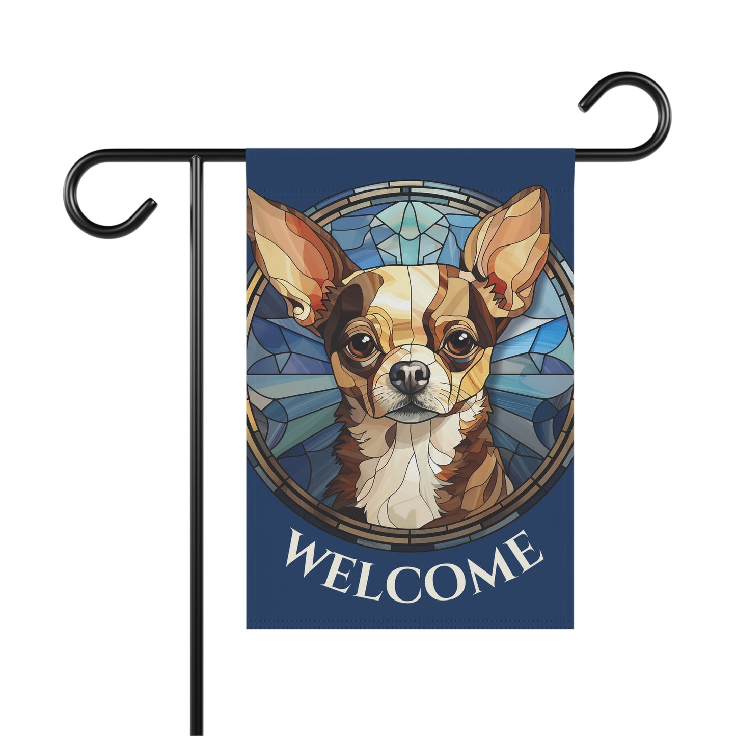 Chihuahua Welcome on Blue 2-Sided Garden & House Flag/Banner