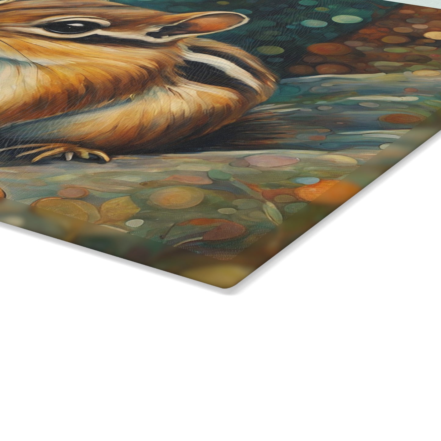 Mountain Forest Chipmunk Tempered Glass Cutting Board