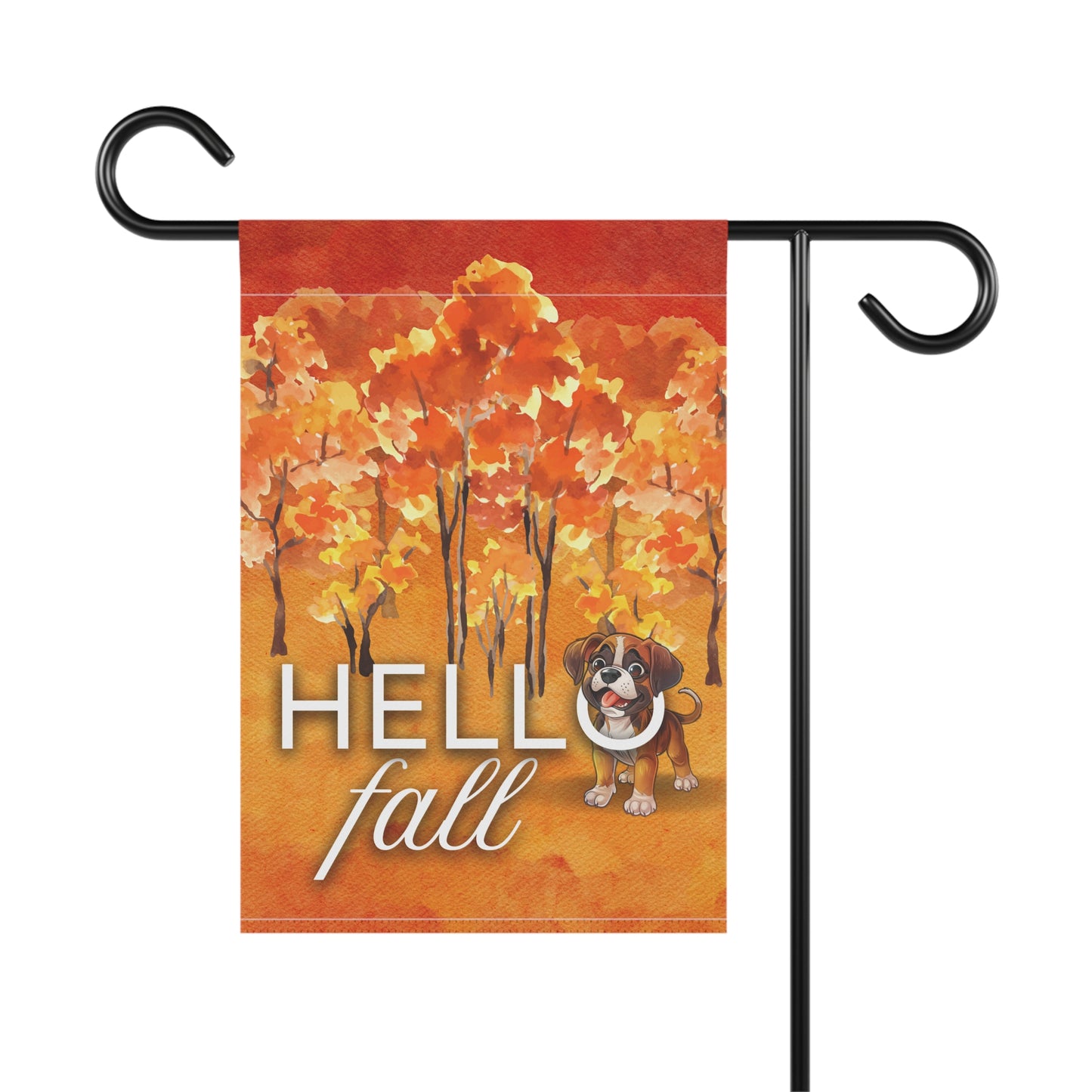 Boxer Hello Fall 2-Sided Garden & House Flag/Banner