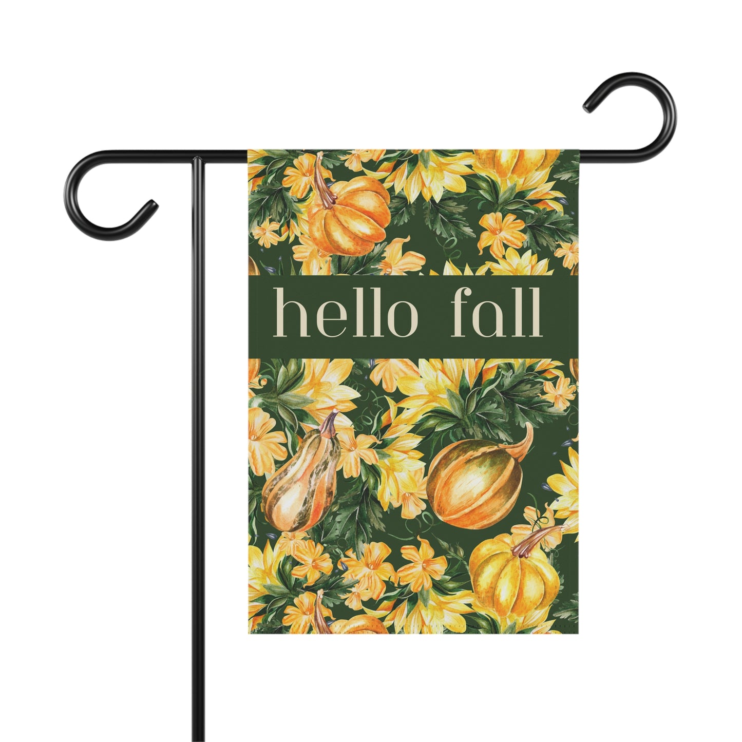 Hello Fall Squash & Flowers 2-Sided Garden & House Banner