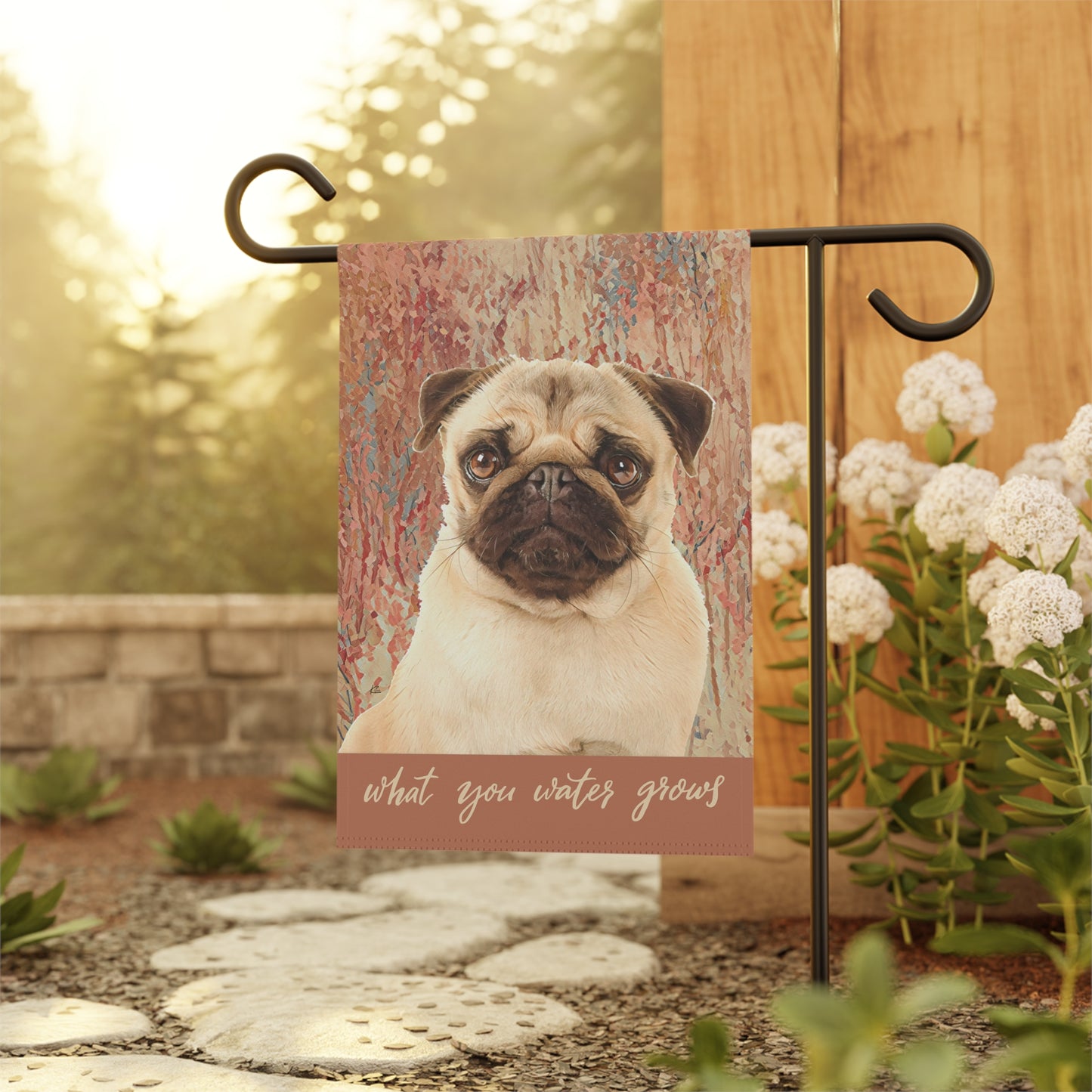 Pug What You Water Grows 2-Sided Garden & House Flag/Banner