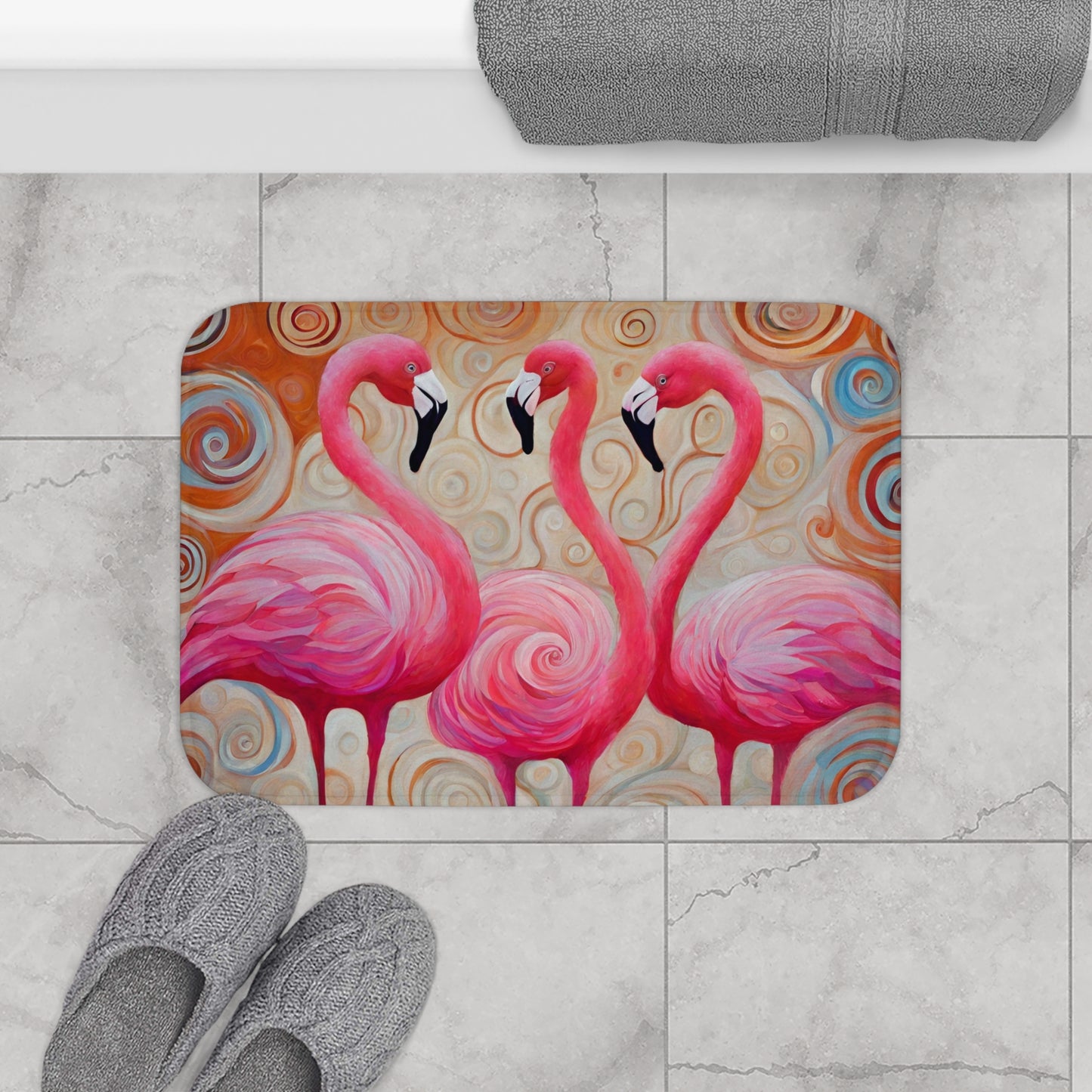 Flamingo Gossip Microfiber Bath Mat