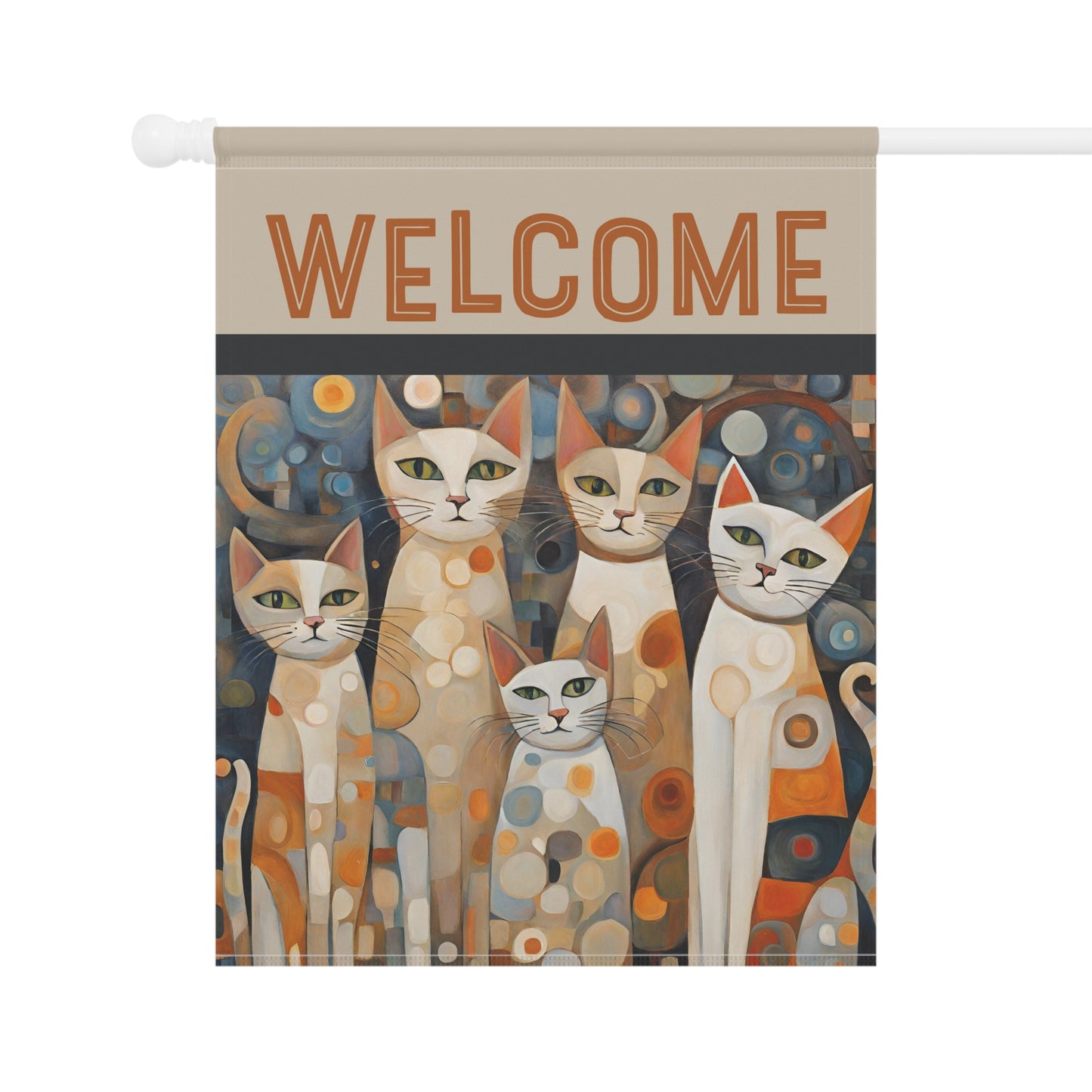 Feline Family Welcome 2-Sided Garden & House Flag/Banner