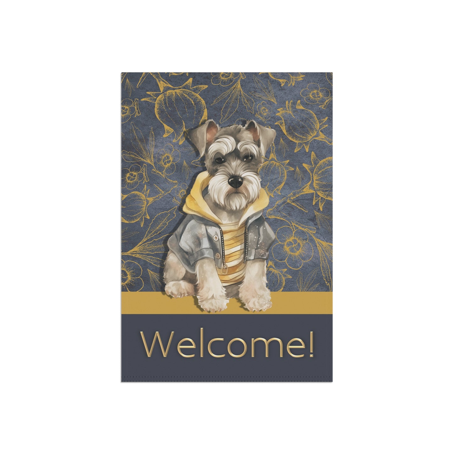 Miniature Schnauzer in Jacket Welcome 2-Sided Garden & House Flag/Banner