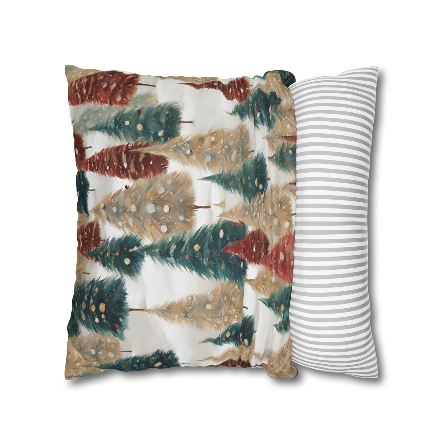 Pines in the Snow Square Poly Canvas Pillowcase