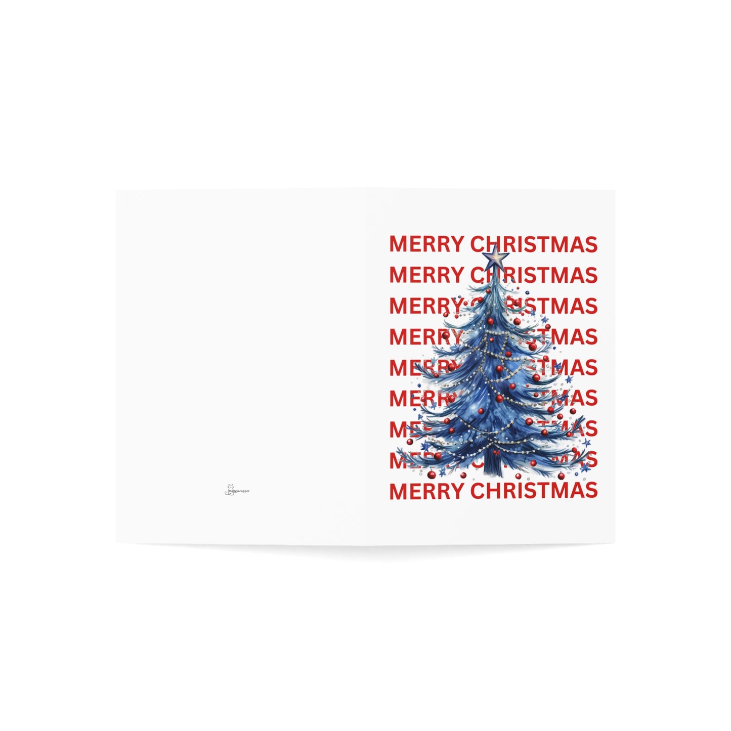 Patriotic Merry Christmas Blank 5 x 7 Greeting Cards (30 Pack)