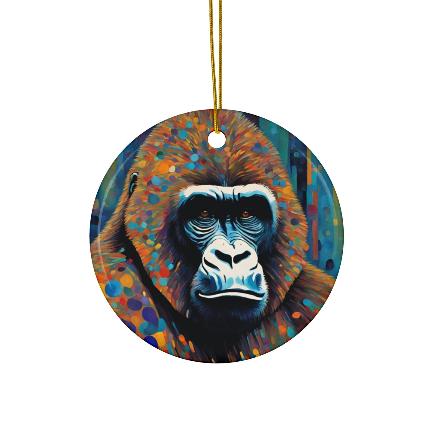 Gorilla 3" Ceramic Ornaments, 2-Side Print, (1pc, 10pcs)